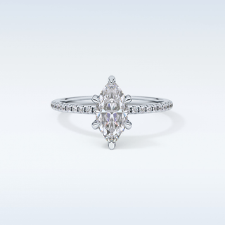 0.82 CT Hidden Halo & Pave Engagement Ring Featuring Marquise Moissanite