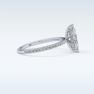 0.82 CT Hidden Halo & Pave Engagement Ring Featuring Marquise Moissanite