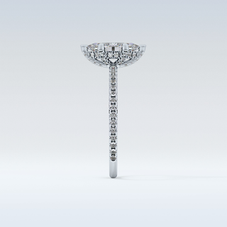 0.82 CT Hidden Halo & Pave Engagement Ring Featuring Marquise Moissanite