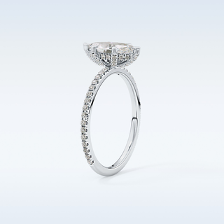 0.82 CT Hidden Halo & Pave Engagement Ring Featuring Marquise Moissanite