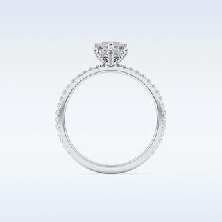 0.82 CT Hidden Halo & Pave Engagement Ring Featuring Marquise Moissanite