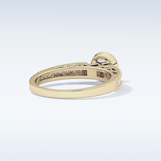 0.52 CT Bezel & Pave Engagement Ring Featuring Round Moissanite