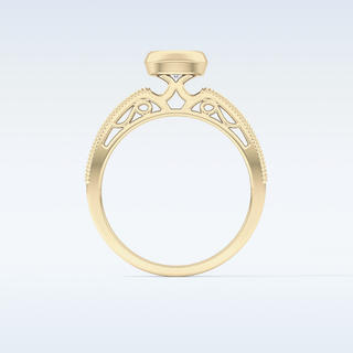0.52 CT Bezel & Pave Engagement Ring Featuring Round Moissanite