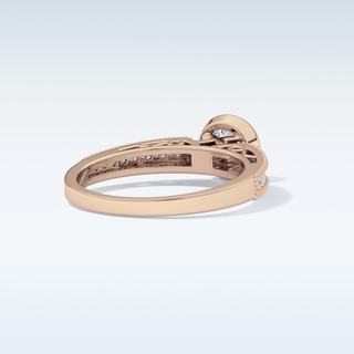0.52 CT Bezel & Pave Engagement Ring Featuring Round Moissanite