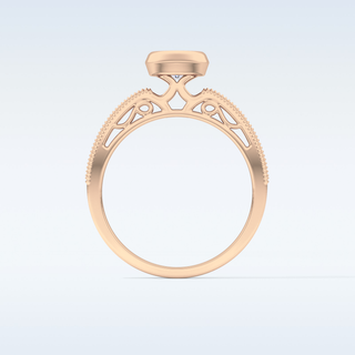 0.52 CT Bezel & Pave Engagement Ring Featuring Round Moissanite