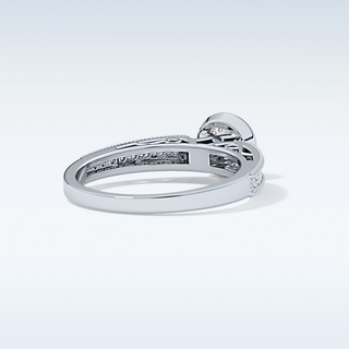 0.52 CT Bezel & Pave Engagement Ring Featuring Round Moissanite