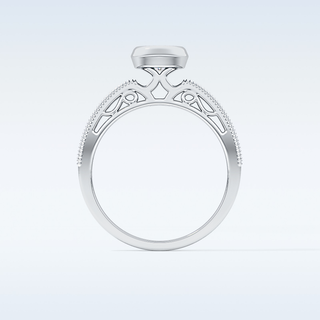 0.52 CT Bezel & Pave Engagement Ring Featuring Round Moissanite