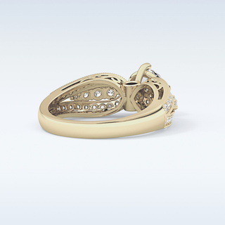 1.02 CT Double Shank & Pave Engagement Ring Featuring Round Moissanite