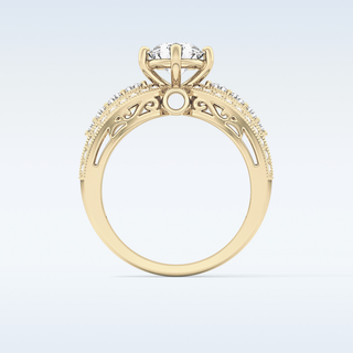 1.02 CT Double Shank & Pave Engagement Ring Featuring Round Moissanite