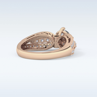 1.02 CT Double Shank & Pave Engagement Ring Featuring Round Moissanite