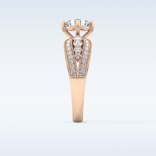 1.02 CT Double Shank & Pave Engagement Ring Featuring Round Moissanite