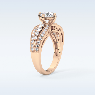1.02 CT Double Shank & Pave Engagement Ring Featuring Round Moissanite