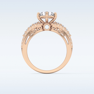 1.02 CT Double Shank & Pave Engagement Ring Featuring Round Moissanite