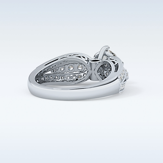 1.02 CT Double Shank & Pave Engagement Ring Featuring Round Moissanite