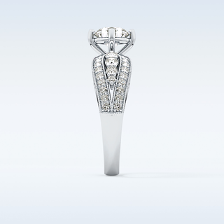 1.02 CT Double Shank & Pave Engagement Ring Featuring Round Moissanite