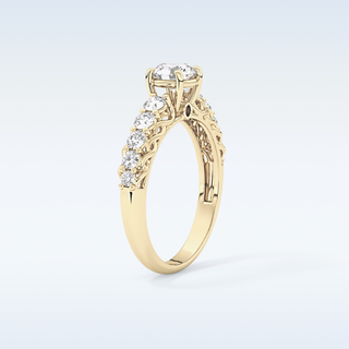 0.54 CT Pave Engagement Ring Featuring Round Moissanite