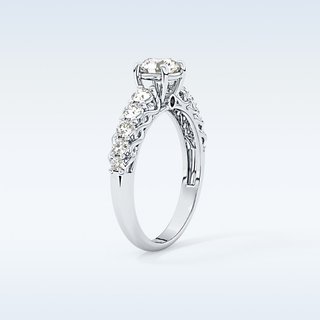 0.54 CT Pave Engagement Ring Featuring Round Moissanite