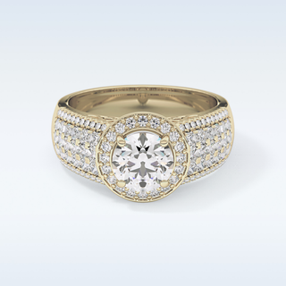 1.51 CT Halo & Triple Pave Engagement Ring Featuring Round Moissanite