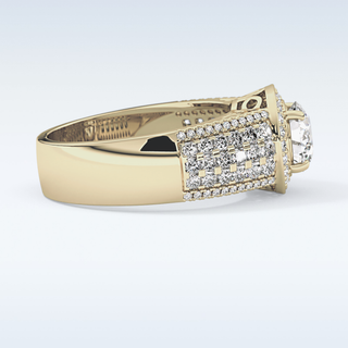 1.51 CT Halo & Triple Pave Engagement Ring Featuring Round Moissanite