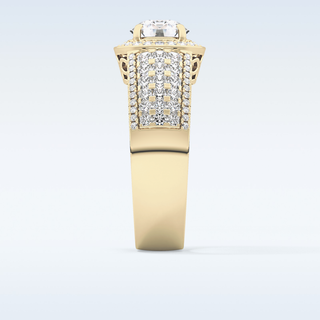 1.51 CT Halo & Triple Pave Engagement Ring Featuring Round Moissanite