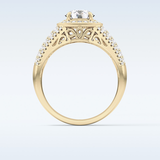 1.51 CT Halo & Triple Pave Engagement Ring Featuring Round Moissanite