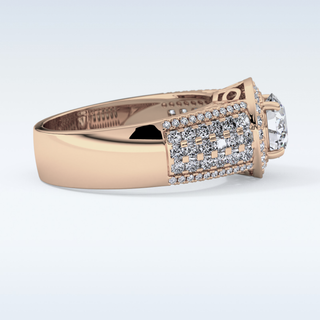 1.51 CT Halo & Triple Pave Engagement Ring Featuring Round Moissanite