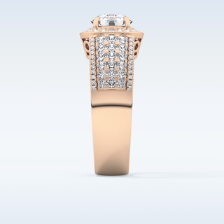 1.51 CT Halo & Triple Pave Engagement Ring Featuring Round Moissanite