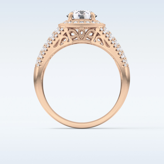 1.51 CT Halo & Triple Pave Engagement Ring Featuring Round Moissanite