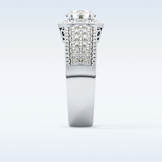 1.51 CT Halo & Triple Pave Engagement Ring Featuring Round Moissanite