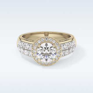 1.51 CT Halo & Double Pave Engagement Ring Featuring Round Moissanite