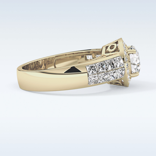 1.51 CT Halo & Double Pave Engagement Ring Featuring Round Moissanite