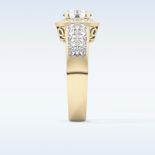 1.51 CT Halo & Double Pave Engagement Ring Featuring Round Moissanite