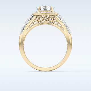 1.51 CT Halo & Double Pave Engagement Ring Featuring Round Moissanite