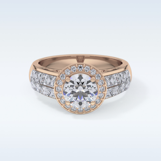 1.51 CT Halo & Double Pave Engagement Ring Featuring Round Moissanite