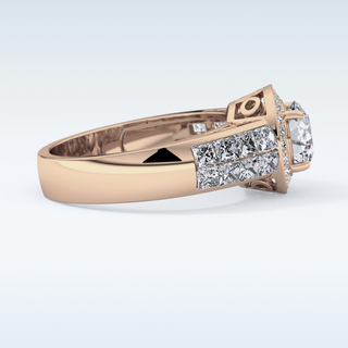 1.51 CT Halo & Double Pave Engagement Ring Featuring Round Moissanite