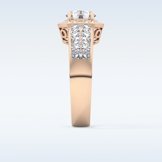 1.51 CT Halo & Double Pave Engagement Ring Featuring Round Moissanite