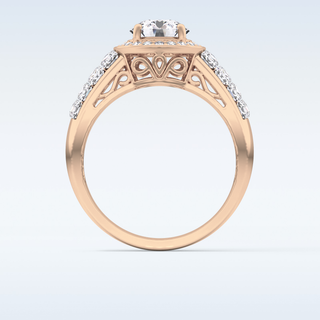 1.51 CT Halo & Double Pave Engagement Ring Featuring Round Moissanite