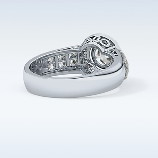 1.51 CT Halo & Double Pave Engagement Ring Featuring Round Moissanite