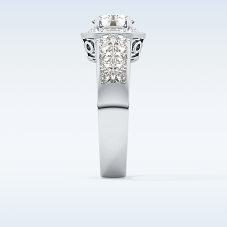 1.51 CT Halo & Double Pave Engagement Ring Featuring Round Moissanite