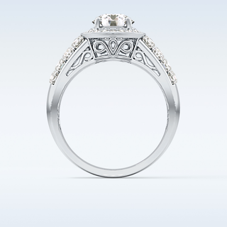 1.51 CT Halo & Double Pave Engagement Ring Featuring Round Moissanite