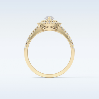0.45 CT Double Halo & Pave Engagement Ring Featuring Marquise Moissanite