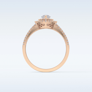 0.45 CT Double Halo & Pave Engagement Ring Featuring Marquise Moissanite