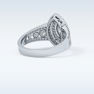 0.45 CT Double Halo & Pave Engagement Ring Featuring Marquise Moissanite