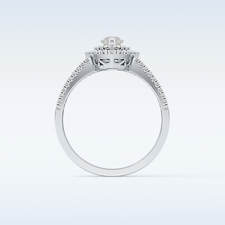 0.45 CT Double Halo & Pave Engagement Ring Featuring Marquise Moissanite
