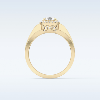 0.79 CT Halo & Triple Pave Engagement Ring Featuring Round Moissanite