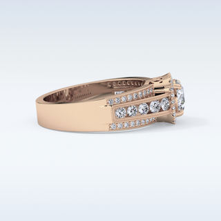 0.79 CT Halo & Triple Pave Engagement Ring Featuring Round Moissanite