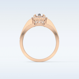 0.79 CT Halo & Triple Pave Engagement Ring Featuring Round Moissanite