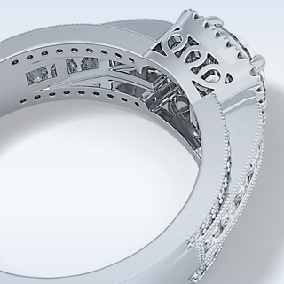 0.79 CT Halo & Triple Pave Engagement Ring Featuring Round Moissanite