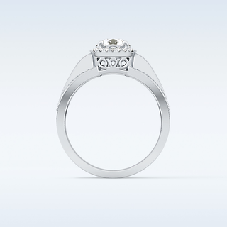 0.79 CT Halo & Triple Pave Engagement Ring Featuring Round Moissanite