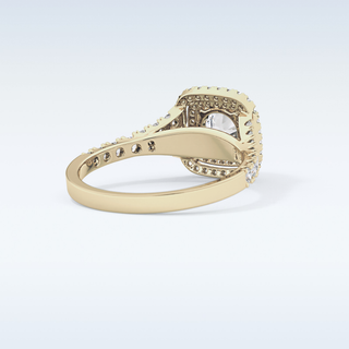 0.79 CT Double Halo & Pave Engagement Ring Featuring Round Moissanite